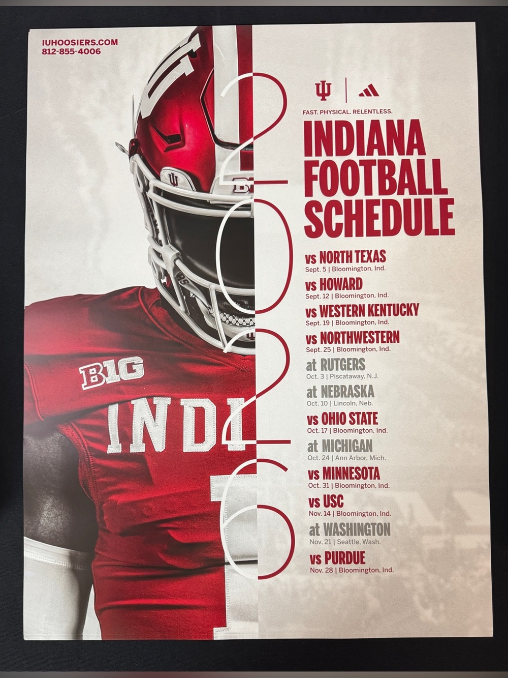 2026 Season IU Indiana Hoosiers Football Schedule Poster & Magnet 2025 Champions